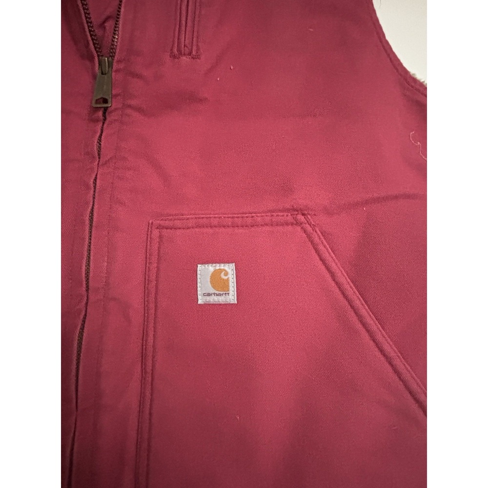 Vintage Carhartt Women's Sherpa Lined Vest Dark Pink Size XXL (20) - Picture 2 of 5